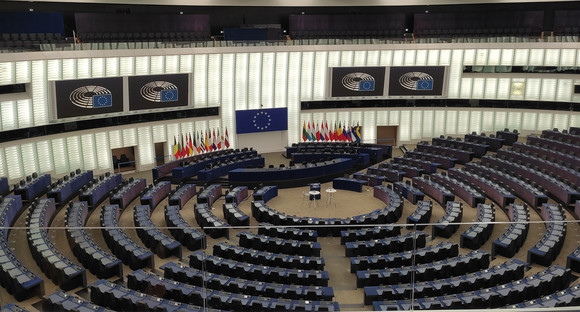 Der Plenarsaal Europas unbesetzt.